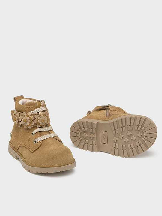 Biker Suede Kinderstiefeletten mit Schnürsenkeln Braun