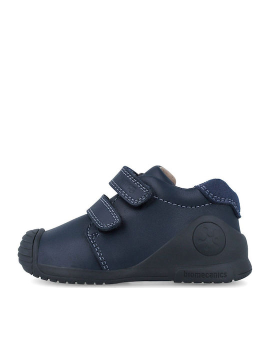Anatomisch Lederne Kinderstiefeletten mit Klettverschluss Blau