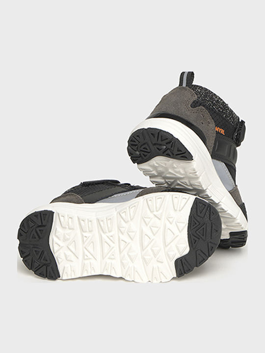 Leather Kids Boots with Velcro Black