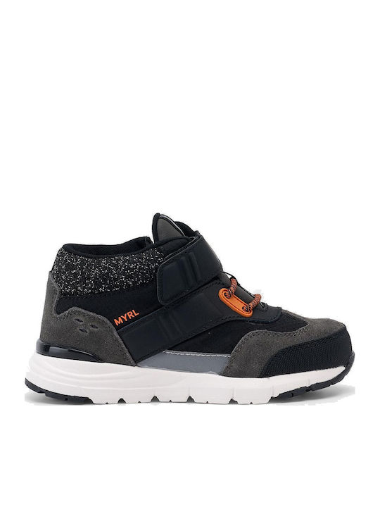 Leather Kids Boots with Velcro Black
