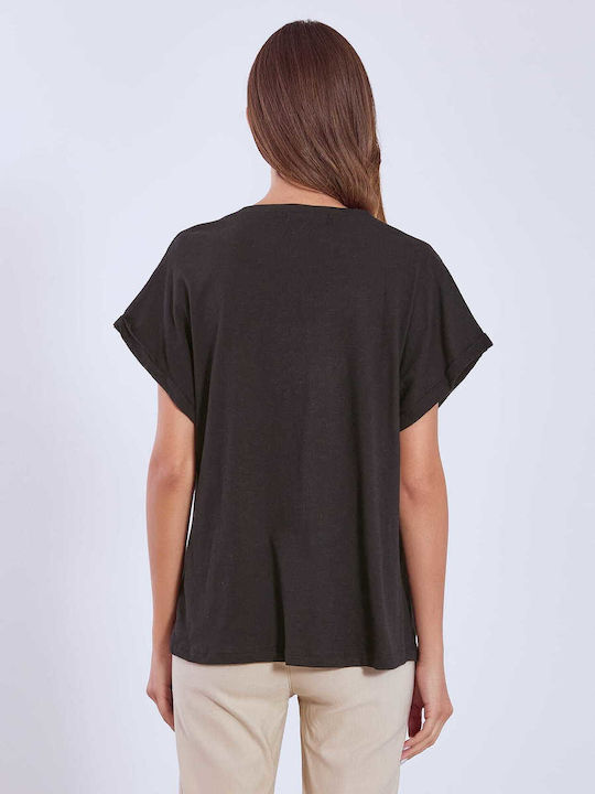 Sleeve Women's Athletic Blouse Black