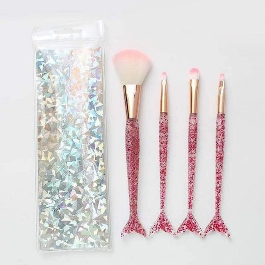 Professional Makeup Brush Set Mermaid Handle 4 Pieces
