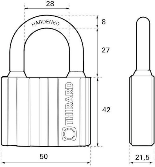 Thirard Vorhängeschloss Messing mit Schlüssel 50mm Black 1Stück