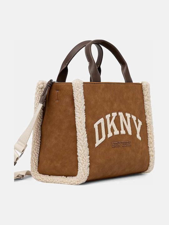 DKNY Дамска Шопър Чанта От Велур С Кожа С Косъм