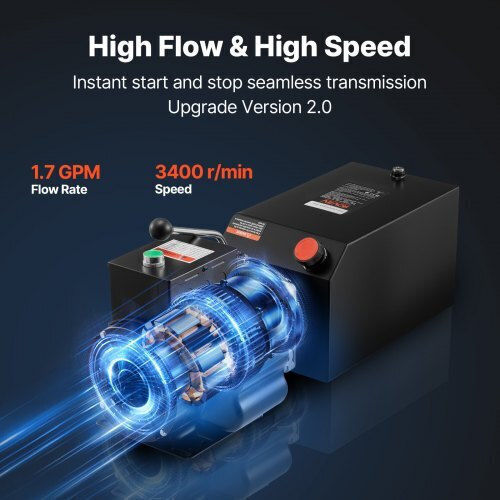 Hydraulic Pump Power Unit Vevor AC 220V Hydraulic Single Energy Unit 15 Liters Oil Flow 6.3 L Min Maximum Discharge Pressure 22 Mpa Tipping Truck Car Workshop Car Lifting Platforms Black