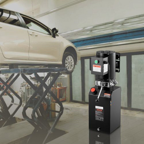 Hydraulic Pump Power Unit Vevor AC 220V Hydraulic Single Energy Unit 15 Liters Oil Flow 6.3 L Min Maximum Discharge Pressure 22 Mpa Tipping Truck Car Workshop Car Lifting Platforms Black