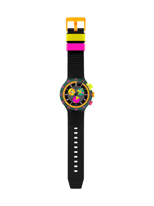 Swatch Unisex Men's Watch Chronograph Battery with Black Rubber Strap