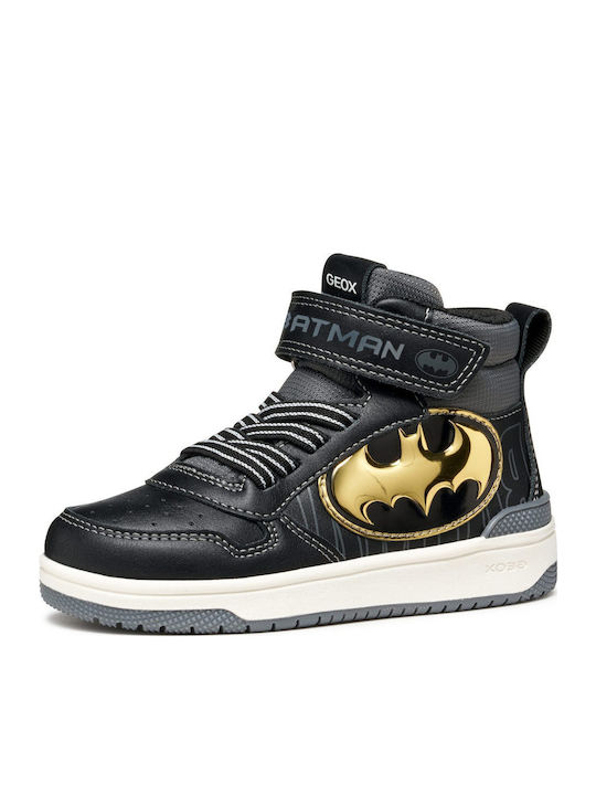 Ciberdron Παιδικά Sneakers High Ανατομικά με Σκρατς Μαύρα