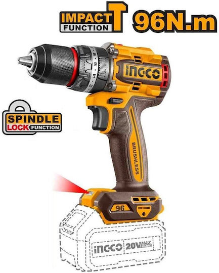 Ingco COSLI250281E Σετ Δραπανοκατσάβιδο, Κατσαβίδι & Κρουστικό Δραπανοκατσάβιδο Brushless 20V με Μπαταρίες 5Ah και Θήκη