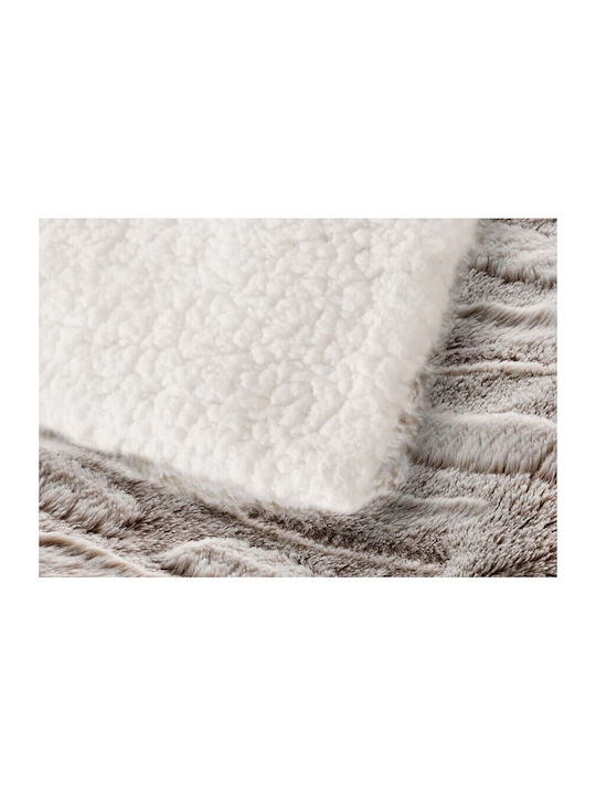 Kipper Lynx Decke Pelzig Halbseitig 180x220cm Ecru