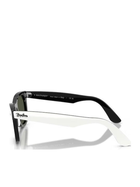 Ray Ban Unisex Sunglasses with White Horn-Rimmed Frame and Green Lens RB2240 144431