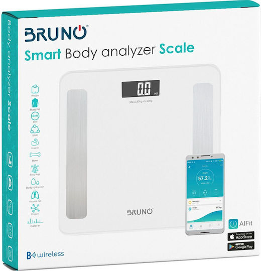 Bruno Smart Bathroom Scale with Body Fat Counter & Bluetooth White BRN-0058