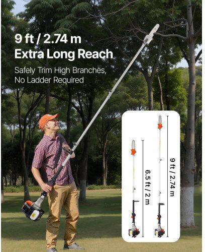 Vevor ECCYJCS8INCH86J0A002V0 Σταθερό Κονταροπρίονο Βενζίνης 1.2hp Συνολικού Μήκους 198.12cm και Λάμα 20.32cm