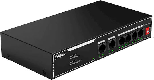 Dahua SF1006LP Unmanaged L2 PoE+ Switch with 6 Ethernet Ports
