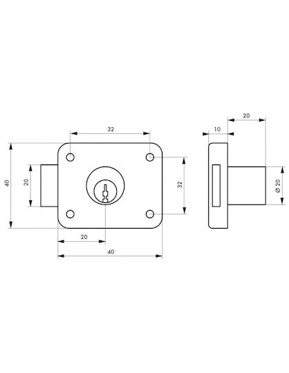 Furniture Lock 20 mm Nickel 2 Keys Thirard 00102402