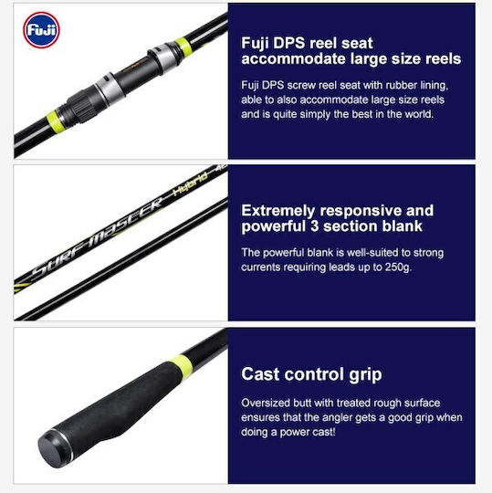 Noeby Surf Master Hubrid Καλάμι Ψαρέματος για Surf Casting 4.25m με Μηχανισμό 250gr