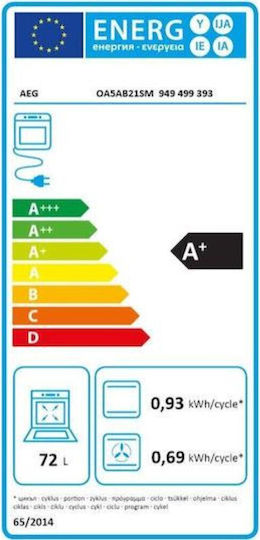 AEG Cuptor Deasupra Blatului 72lt cu Plite Ceramice L56cm.