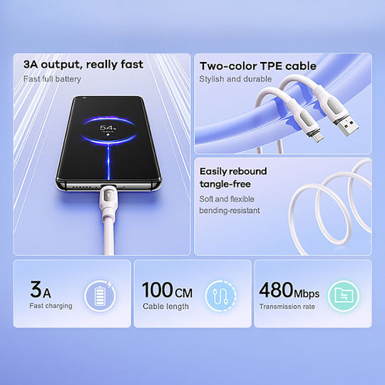 Remax Series Редовна USB-A към Lightning кабел Бял 1м (RC-C113)