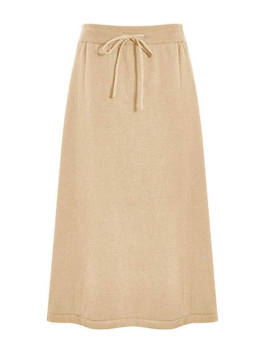 Celestino Damenrock Strick Midi Loose Fit Dunkel Beigefarbe