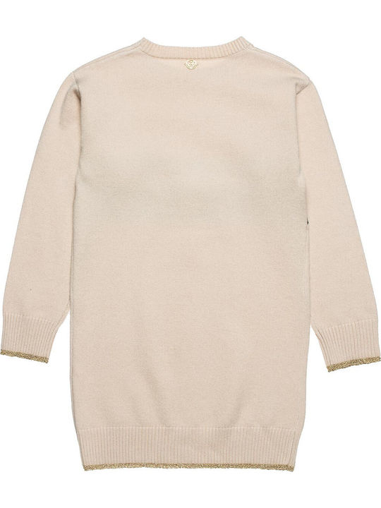 Kinderkleid Mädchenkleider Langärmelig Gestrickt Beiges