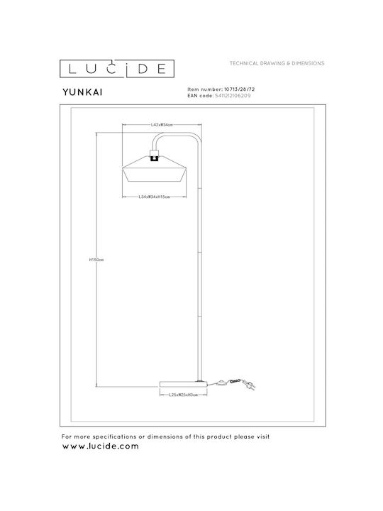 Lucide Lightning Φωτιστικό Δαπέδου Υ150xΜ40εκ. με Ντουί για Λαμπτήρα E27 Μπεζ
