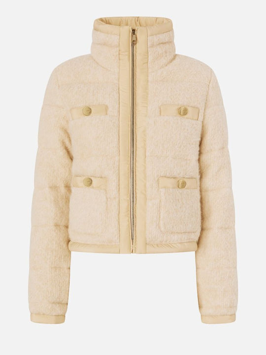 Raquel Bouclé Women's Puffer Jacket for Winter Beige