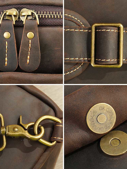 Leather Men's Sling Bag Brown