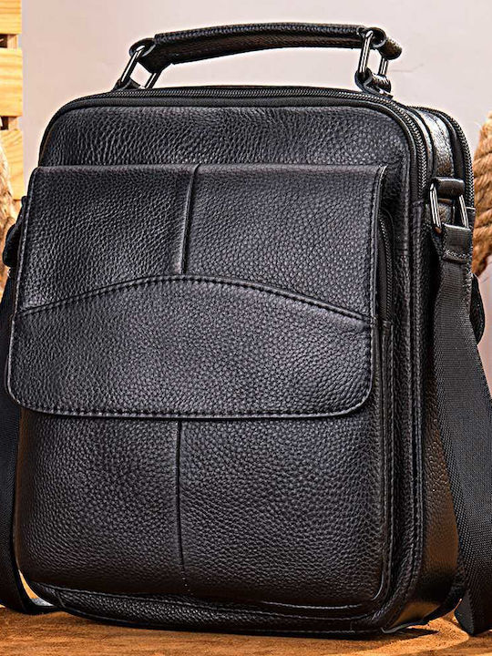 Leather Men's Shoulder / Crossbody Bag Black