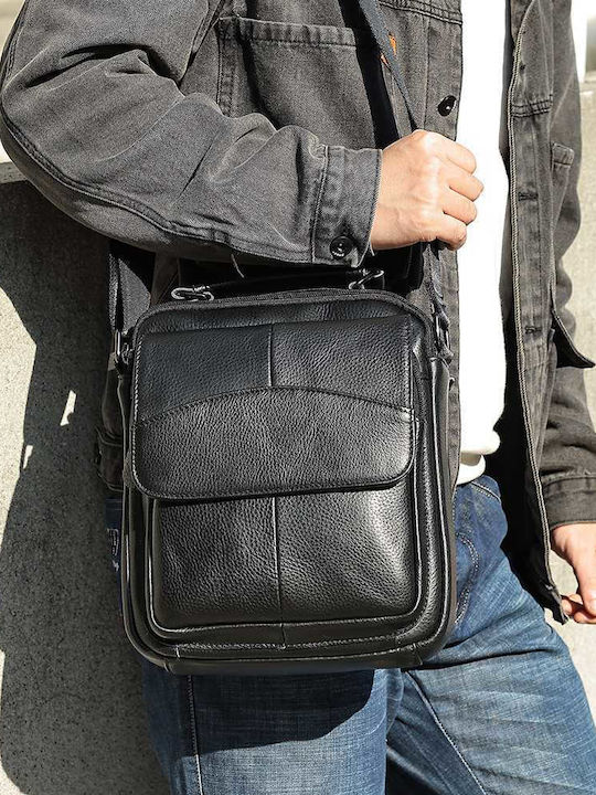 Leather Men's Shoulder / Crossbody Bag Black
