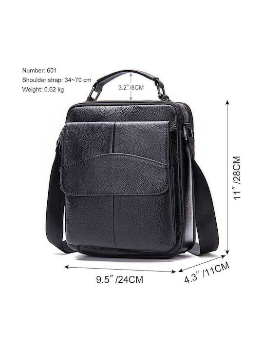 Leather Men's Shoulder / Crossbody Bag Black