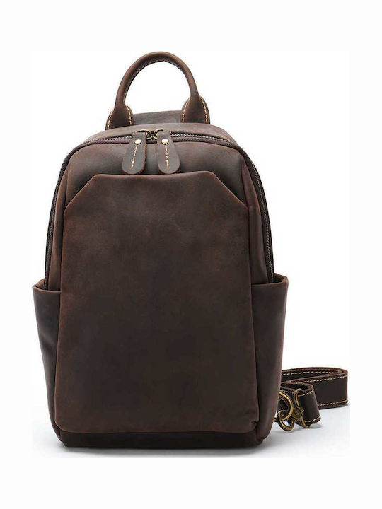 Leather Men's Sling Bag Brown