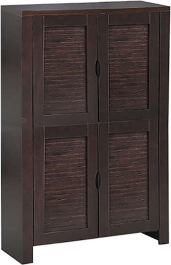 Holz Schuhschrank mit 6 Regalen Braun L80xW32xH127cm