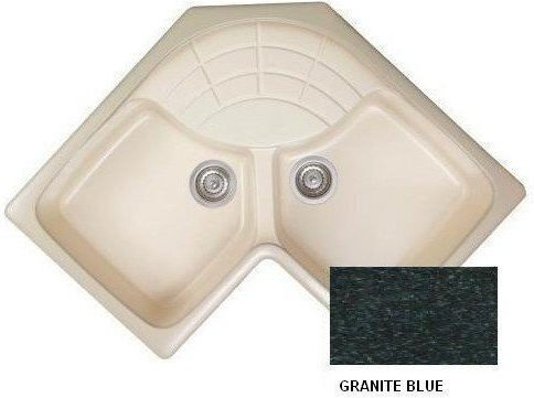 Sanitec Classic Drop-In Chiuvetă Chiuvetă de bucătărie unghiulară din Granit Sintetic L83xW83cm albastru granit