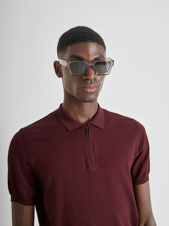 Polo Herrenbluse Kurzarm Burgundisch Dark Cherry
