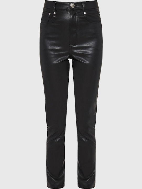 Damen Stoff Hose in Enger Passform Schwarz