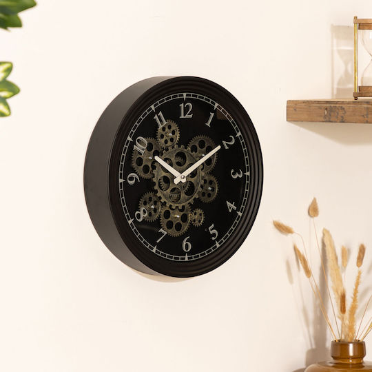 Atmosphera Victor Antique Black Metallic Wall Clock Ø37cm