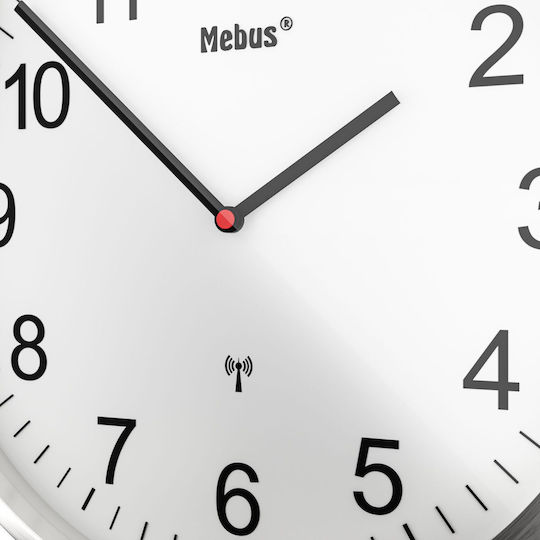 Mebus Wall Clock Metallic White Ø30cm