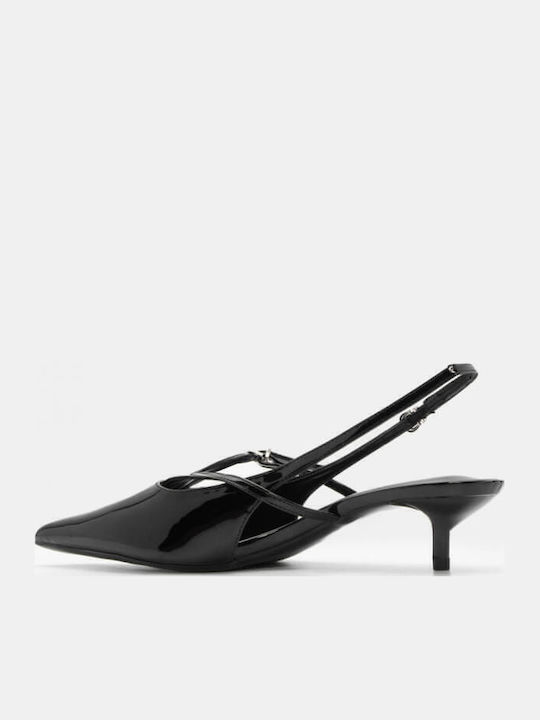 Pumps mit Riemchen & flacher Absatz Schwarz