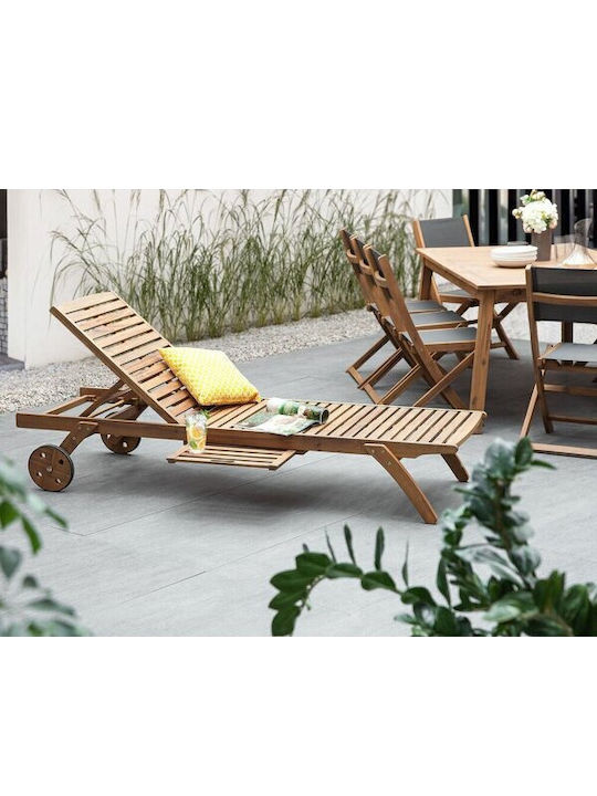 Deckchair Wooden with Cushion Brown 67x33cm.