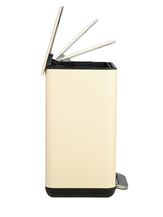 Estia Cubic Metallic Toilet Brush and Basket Set Soft Close 6lt Beige