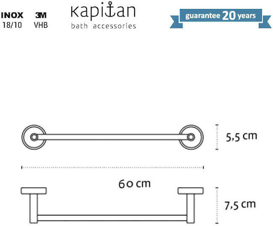 Karag Optimo-b Ράγα Μπάνιου Μονή Επιτοίχια με Βίδες ​60x60cm Μαύρη