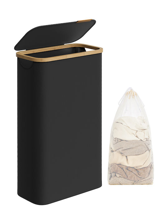Songmics Laundry Basket Fabric 65l with Lid 42x22.5x70.5cm Black