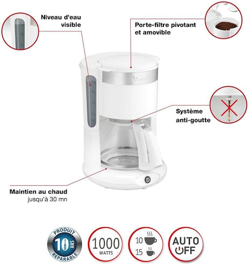 Moulinex Principio Plus Cafetieră Filtru 1000W Alb