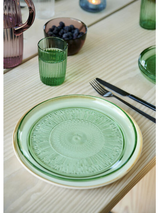 Bitz Plate Shallow Glass Green with Diameter 25cm