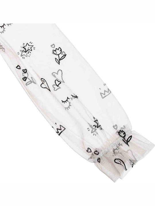 Mädchenkleid Langärmelig Tüll Set aus 2 mit Zubehör Beiges