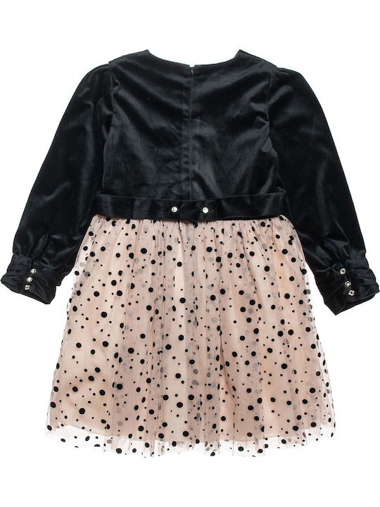 Children's Dress Long Sleeve Velvet Black