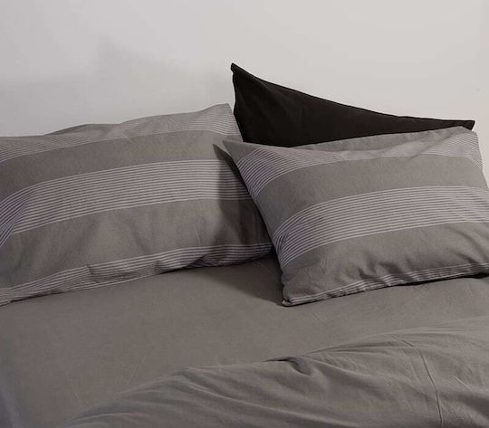Nef-Nef Homeware Комплект Плик за Завивка Памучен Кинг Сайз с 2 Калъфки 240x230 Casual Stripe Петрол