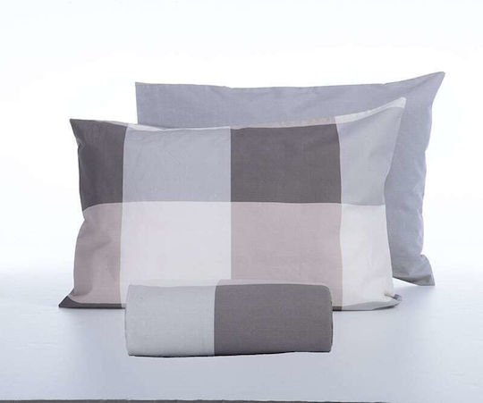 Nef-Nef Homeware Σετ Παπλωματοθήκη Βαμβακερή Μονή με Μαξιλαροθήκη 170x240cm Casual Check Grey
