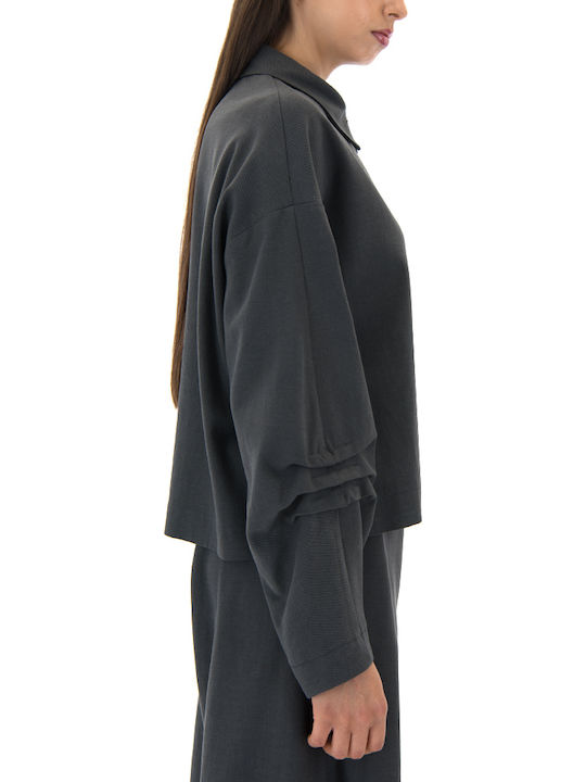 Langärmelig Damen Hemd Anthracite