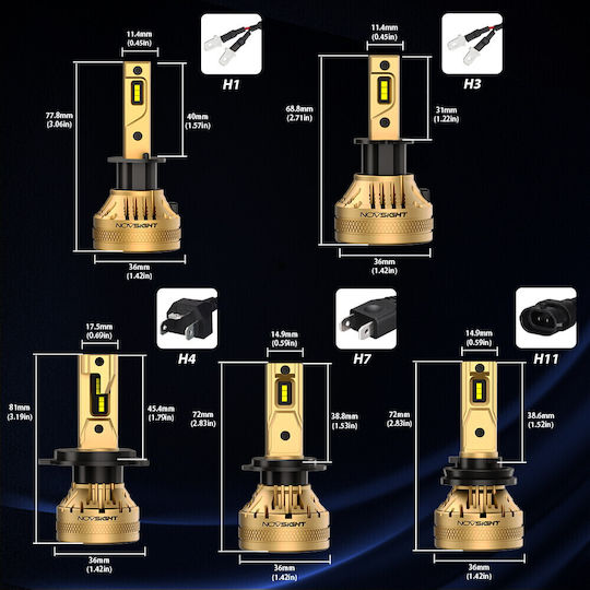 NovSight Лампи Автомобила & Мотоциклета H4 LED 3000К Топло бяло 12-24V 120W 2бр